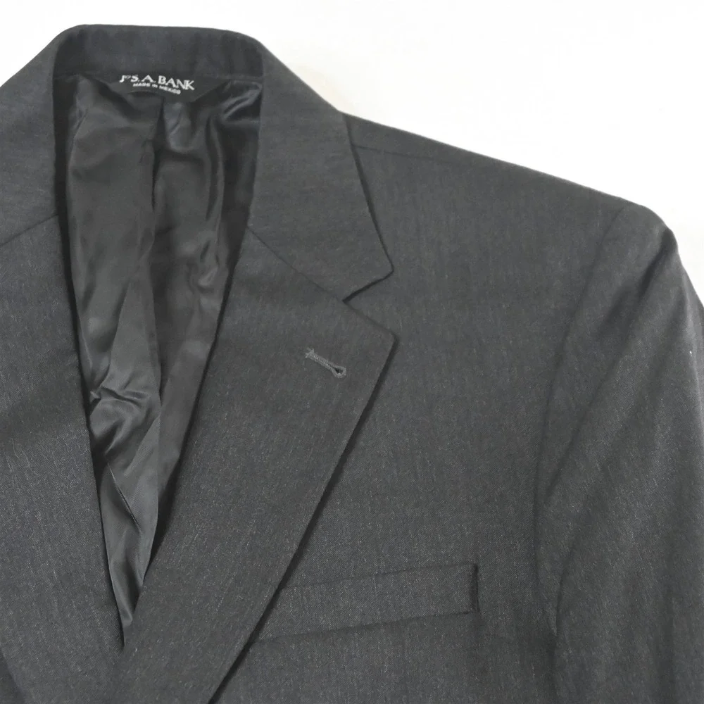 Jos A Bank 41R Gray 100% Wool Gordon Mens Blazer Suit Jacket Sport Coat‎